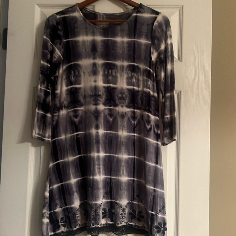 Long sleeve blue tye dyed dress